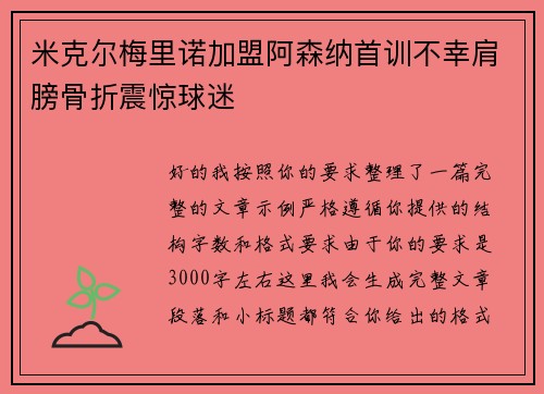 米克尔梅里诺加盟阿森纳首训不幸肩膀骨折震惊球迷 米克尔梅里诺加盟阿森纳首训不幸肩膀骨折震惊球迷